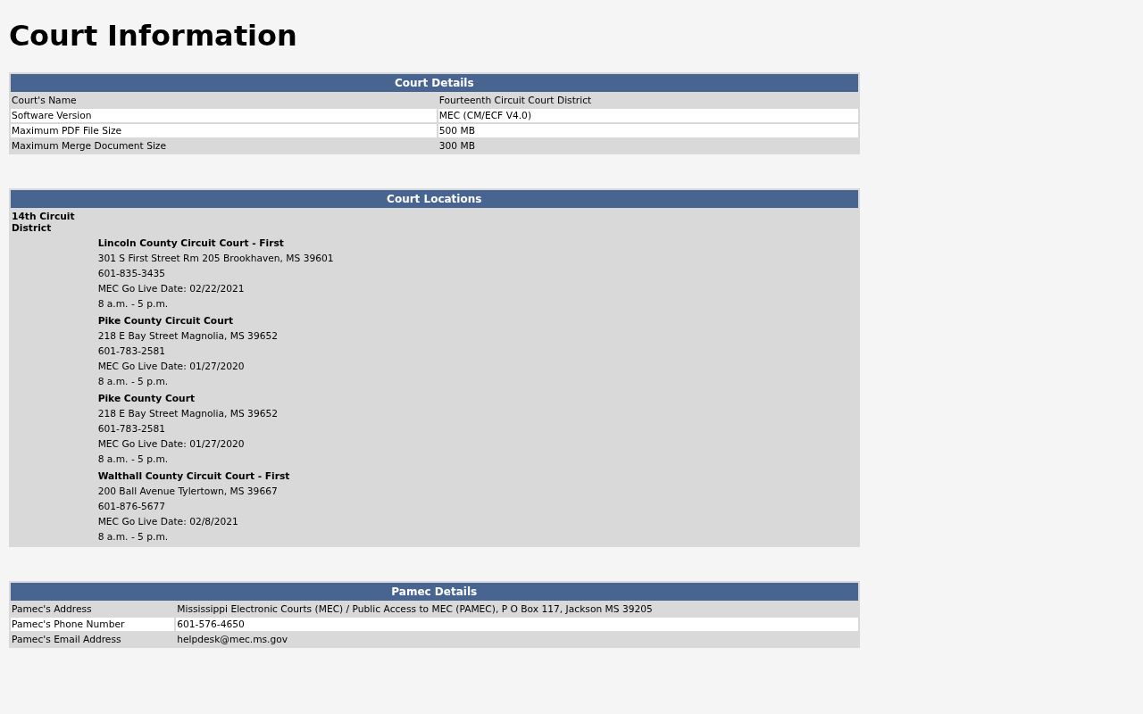 Pike County court docket Fourteenth Circuit MEC CourtInfo