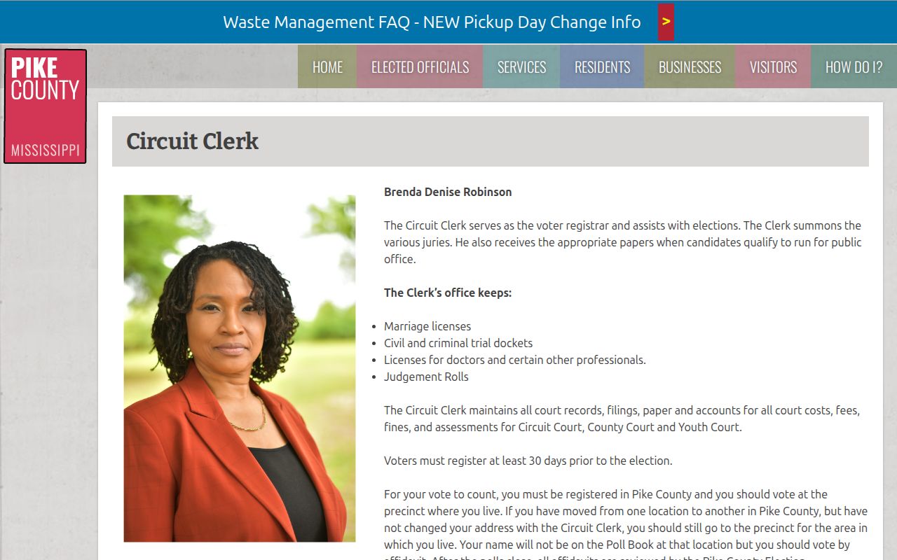 Pike County court docket Circuit Clerk records information