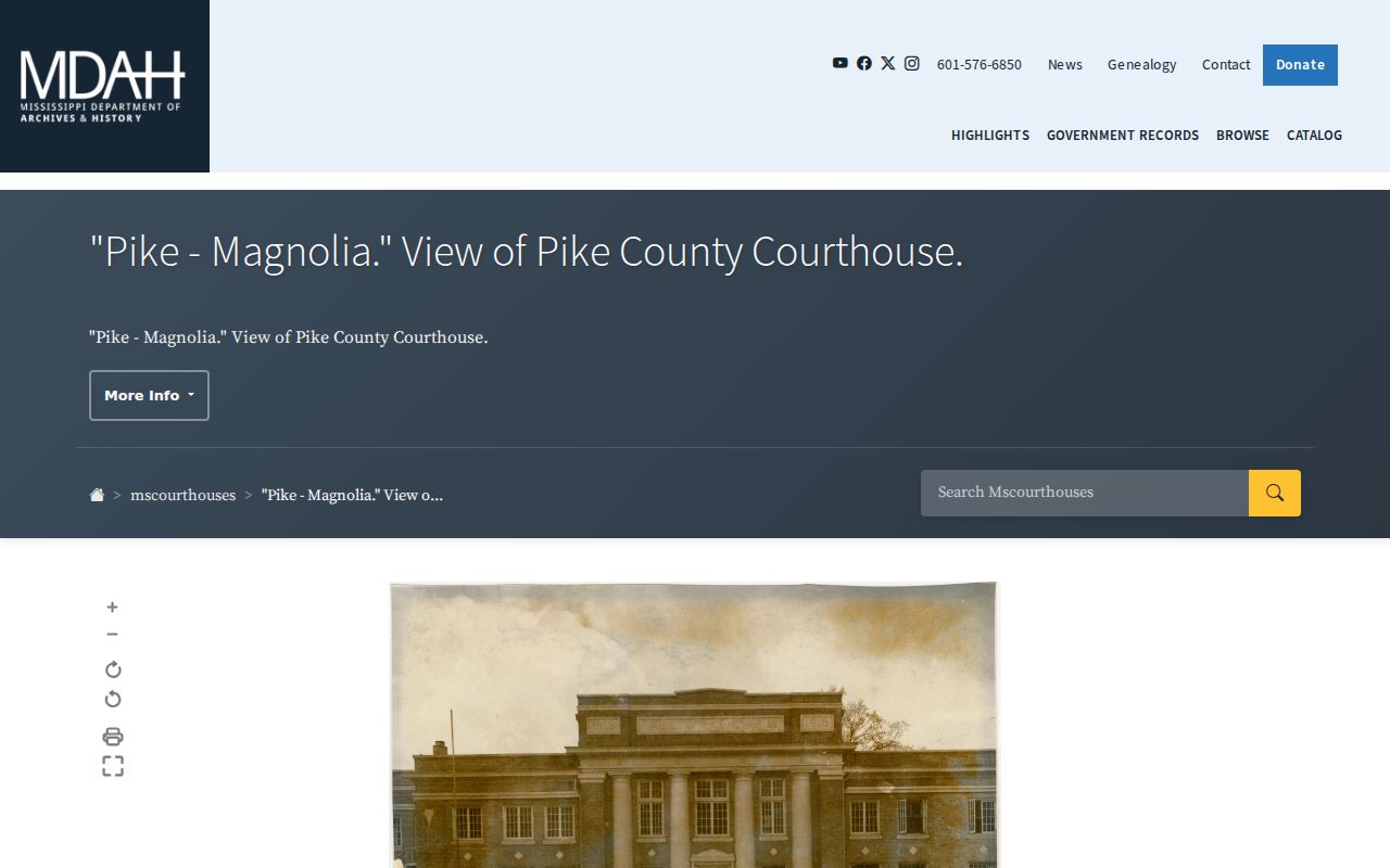 Pike County court docket historic Magnolia courthouse context