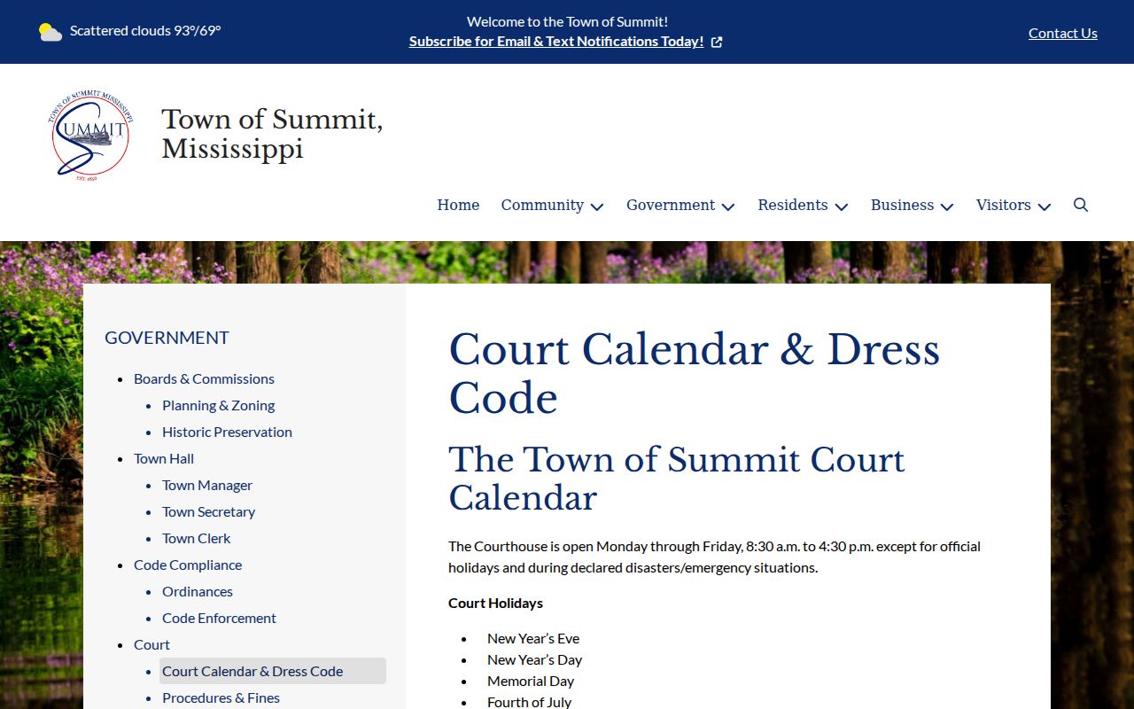 Summit court dates and docket calendar source