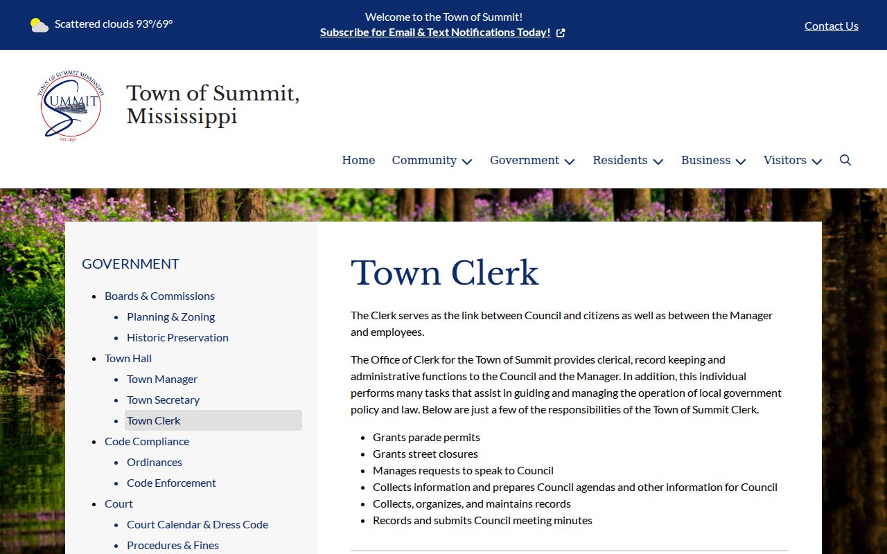 Summit court records Town Clerk source