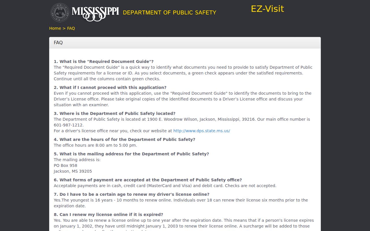 Pike County traffic court record distinction in Mississippi DPS reinstatement guidance